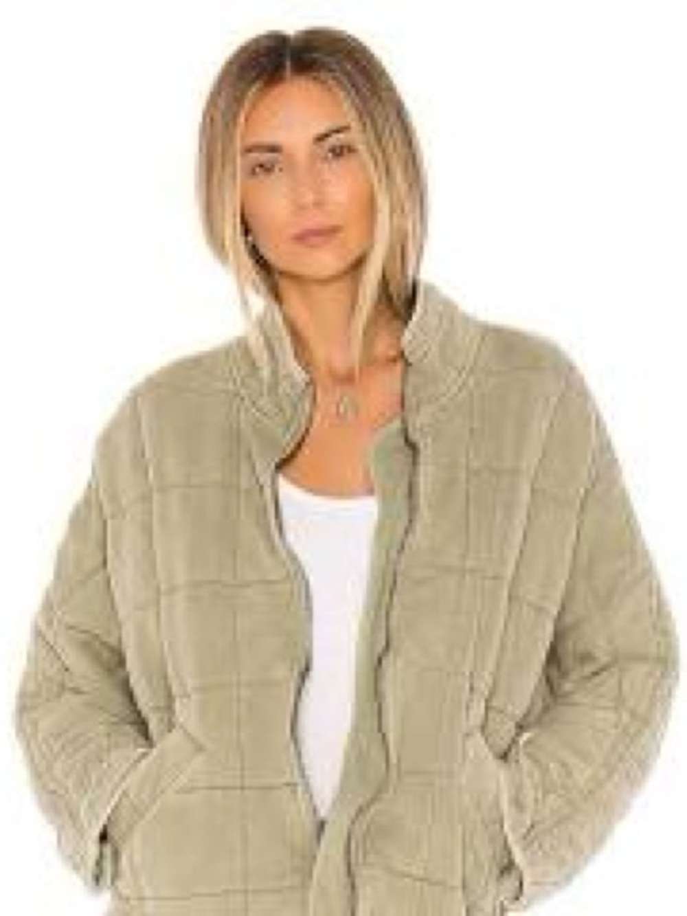 Source Unknown Quilted Bomber Jacket in Olive